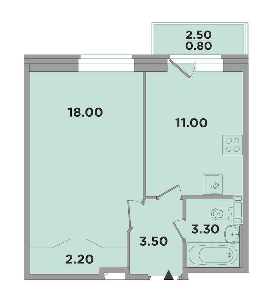 Однокомнатная квартира в : площадь 38 м2 , этаж: 4 – купить в Санкт-Петербурге